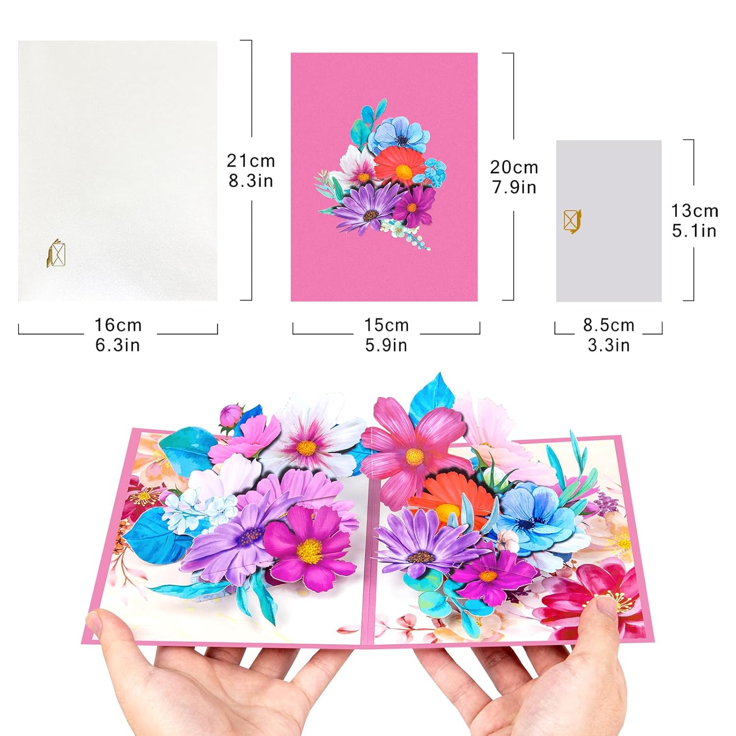 Large Cosmos Flower Pop Up Cards,Paper Flower Bouquet Greeting Cards With Blank Note Card & Envelope, Ideal Gift For Celebrating Love, Birthday, Anniversary, Special Moments, Valentine'S Day