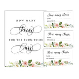 How Many Kisses For The Soon To Be Mrs Floral Brunch & Bubbly White Bridal Shower Game 1 Sign + 30 Cards