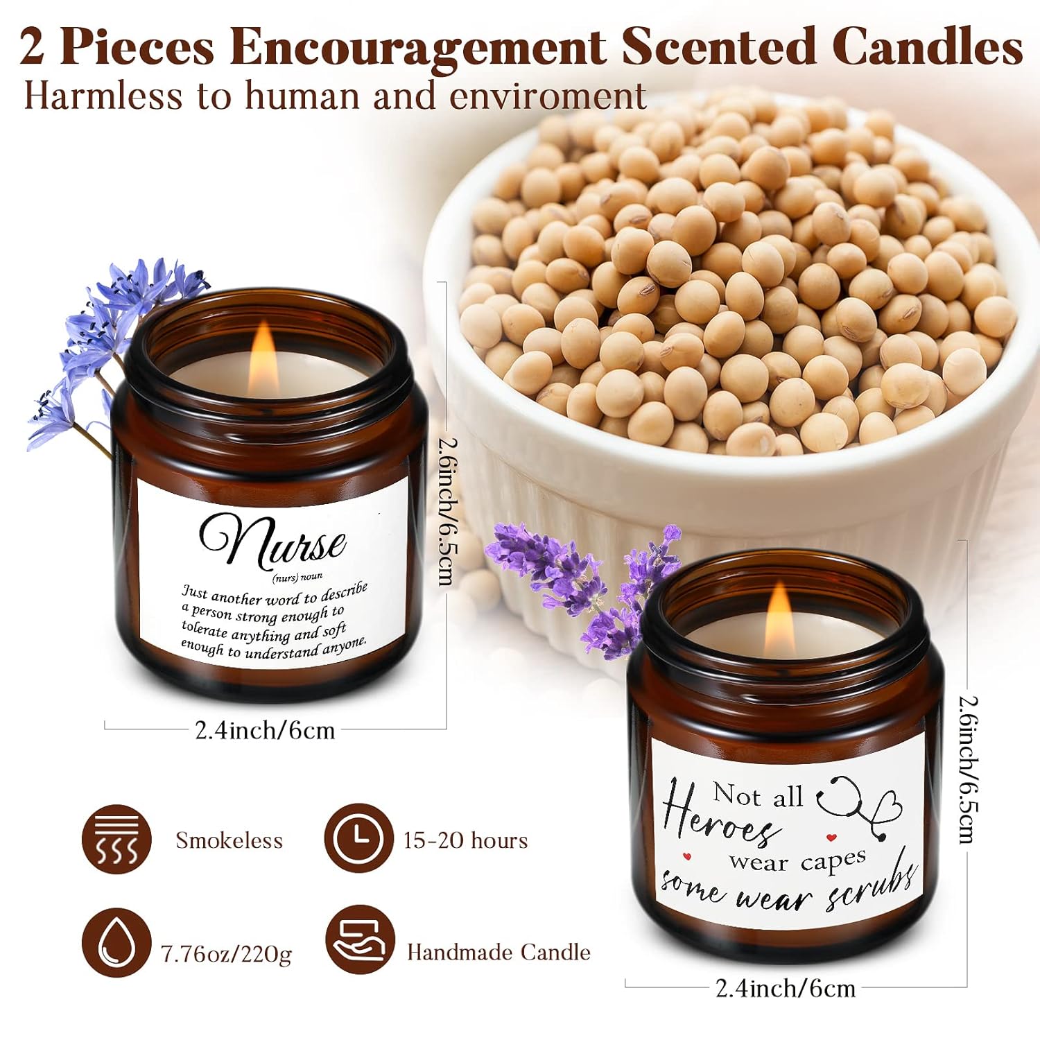 2 Pieces Nurse Candle For Women Nursing School Graduation Gifts Nurse Practitioner Appreciation Gift Not All Heroes Wear Capes Scented Candle For Birthday