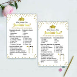 50 Pieces Graduation Party Game Cards, Who Knows The Graduate Best, Graduation Party Supplies For High School College Graduation Ceremony