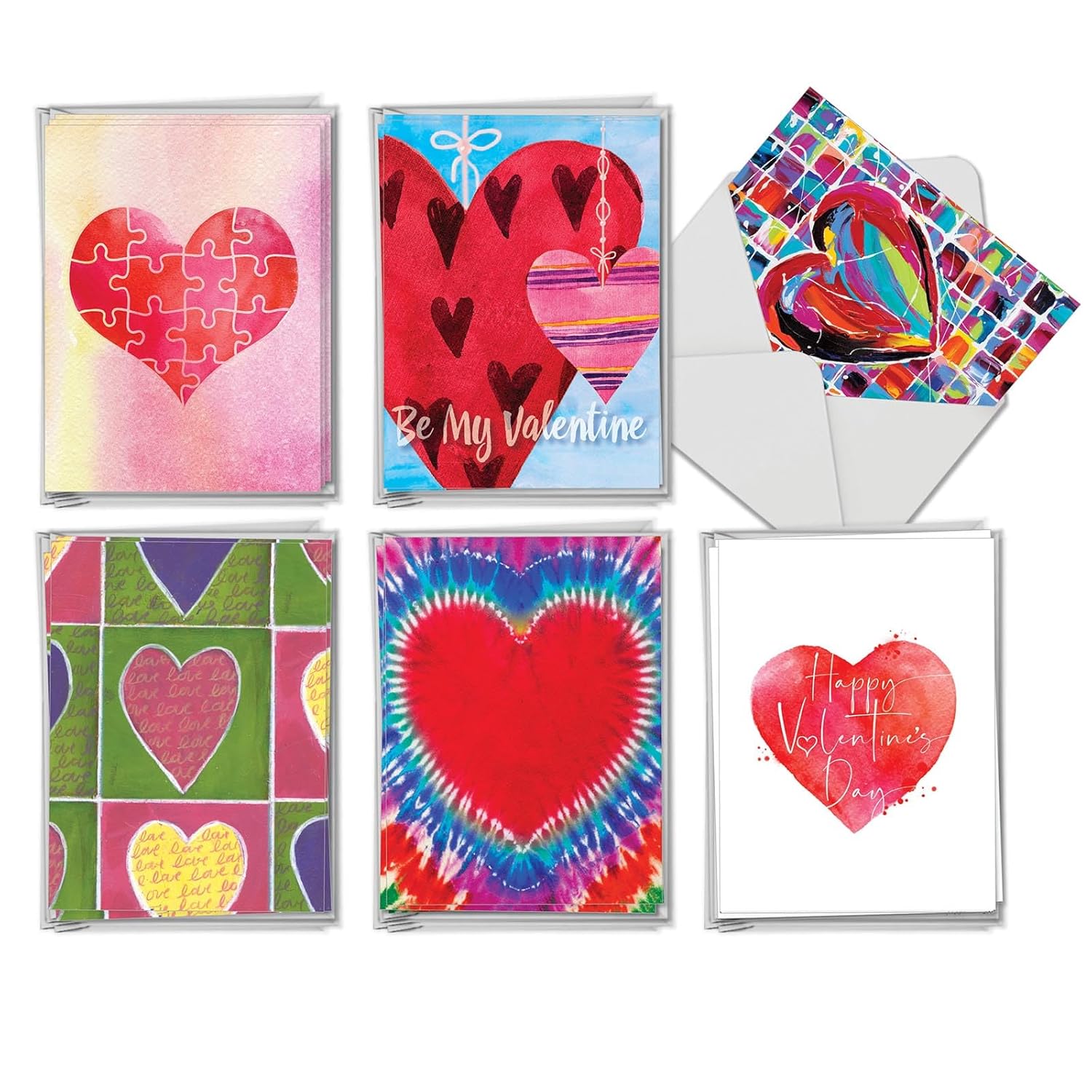 36 Assorted Valentine'S Day Notecards Boxed Set 4 X 5.12 Inch With Envelopes (6 Designs, 6 Each) Lots Of Hearts Am10973Vdg-B6X6