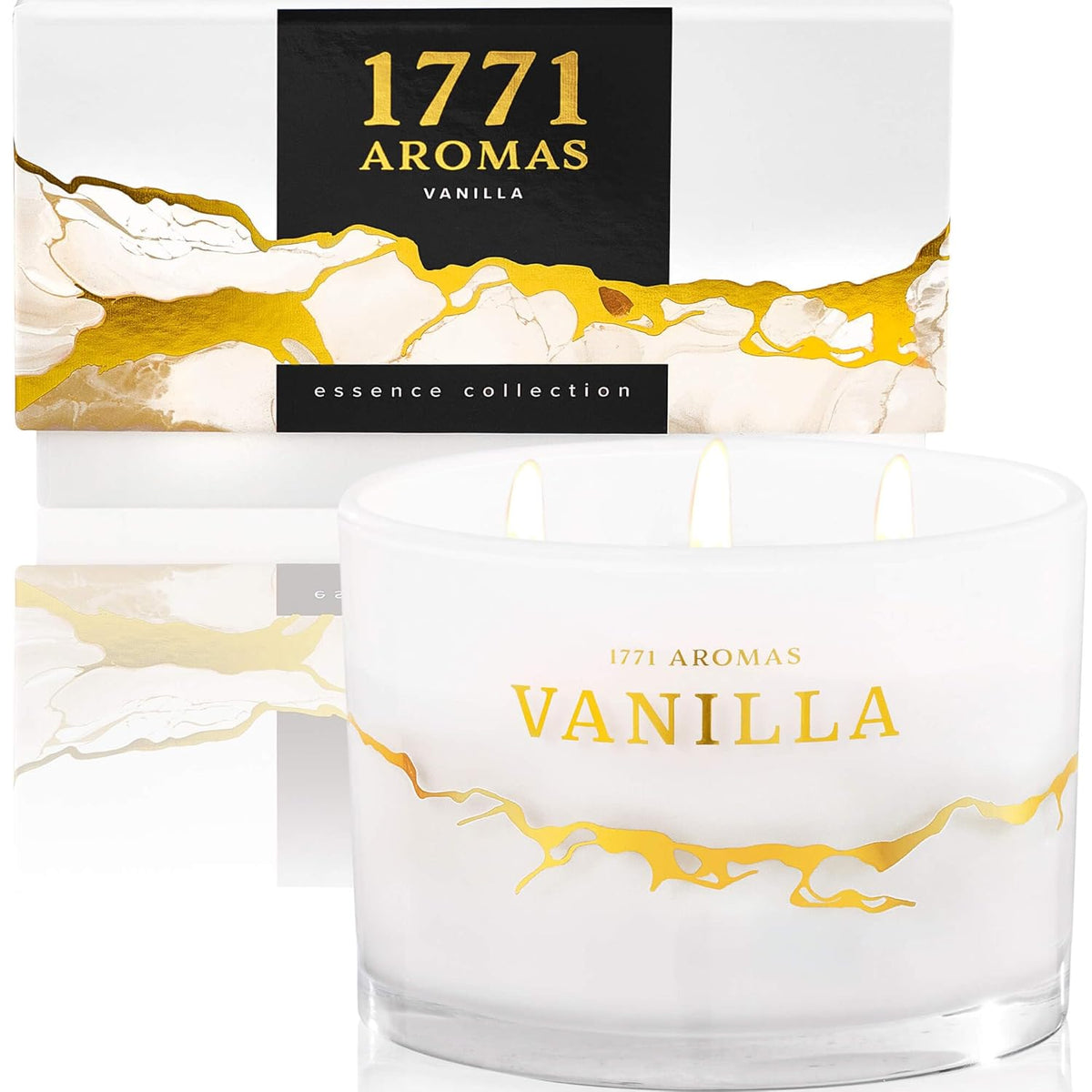 Vanilla Scented Candles - 100% Natural Soy Wax - Large 3 Wick Jar Candle - Up To 50 Hours Burning Time - Candles For Home - Gift-Ready Candle For Men & Women - Aromatherapy Candles