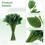 50 Pcs 13'' Rose Stems With Leaves, Fake Flower Stems, Faux Green Leaves Stems, Floral Arrangement Supplies, Diy Artificial Flowers Tools For Bouquet Wedding Party
