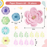 16 Pcs Pastel Floral Paper Flowers Decorations For Wall Monogram Sign Decorations Rainbow Macaron 3D Flowers For Birthday, Party Photo Backdrops, Classrooms, Bridal Shower, Baby Shower