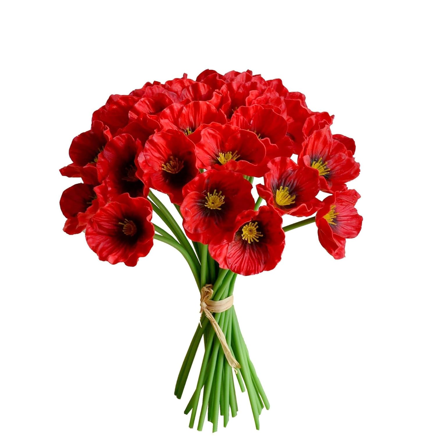 10 Bundles Artificial Poppy Flowers,Artificial Poppy Silk Fake Flowers,No Fade Pu Fake Wild Flowers,Silk Poppies,Fake Poppy Flowers For Home Decor Table Centerpieces Floral Arrangement (Red)