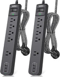 2 Pack Surge Protector Power Strip with 5 Outlets 4 USB Ports 2 USB C 6FT Braided Extension Cord