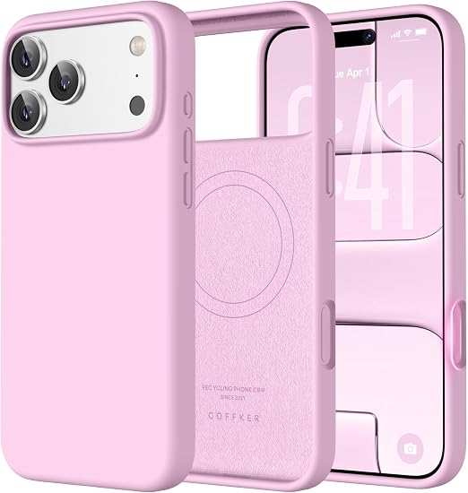 Magnetic Silicone Case Compatible with iPhone 18 Pro and iPhone 17 Pro Cherry Blossom Protective Cover