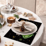 Christmas Placemats Set Of 4,Winter Merry Xmas Ho Ho Ho Heat-Resistant Place Mats,Merry Xmas Holiday Table Decors For Farmhouse Kitchen Dining Party 12X18 Inch