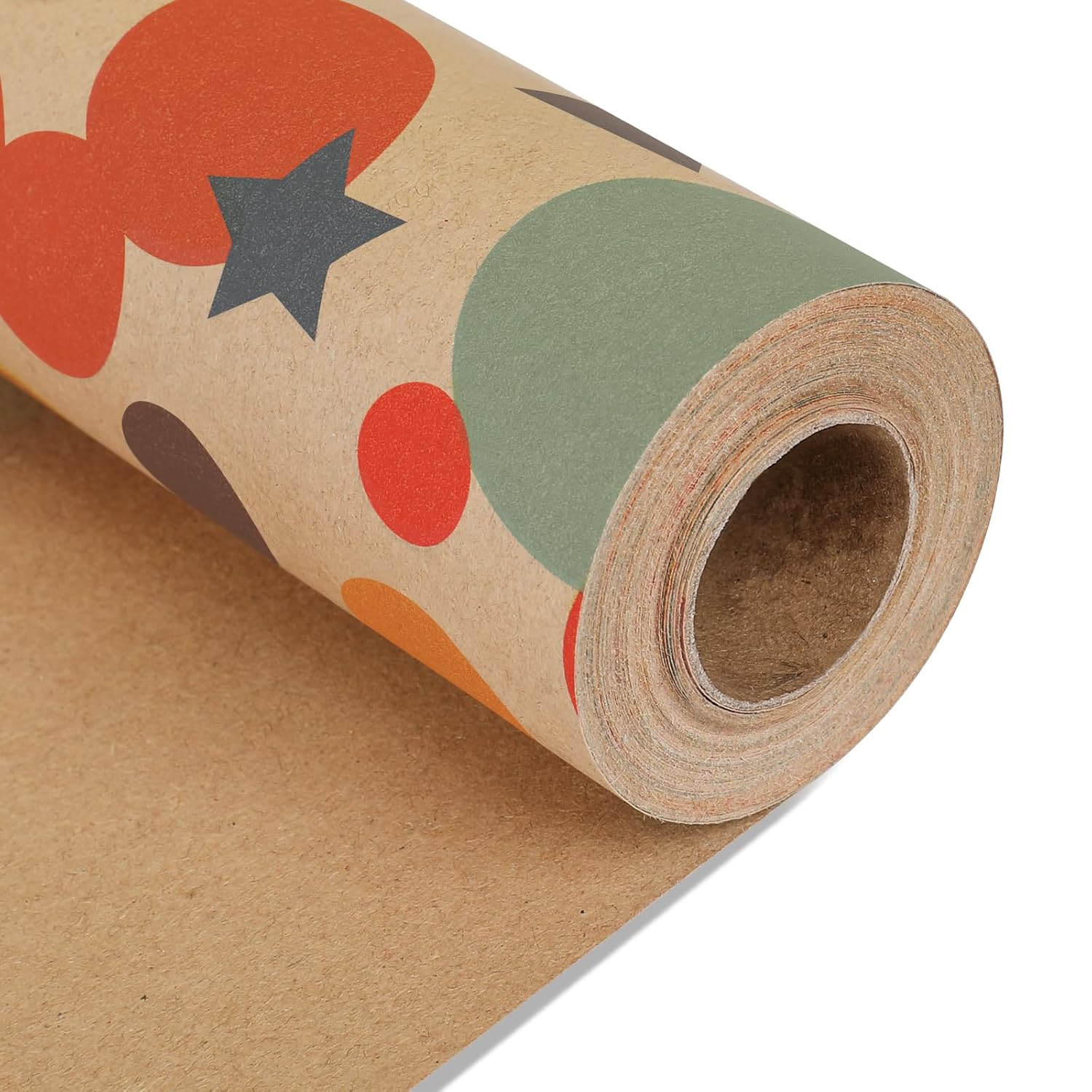 Birthday Wrapping Paper,Gift Wrapping Paper Roll,Kraft Wrapping Paper-17 Inch X 32.8 Feet Per Roll,Colorful Dots Pattern For Boys Girls, Perfect For Birthday Party, Baby Shower