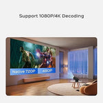 WiFi Bluetooth Mini Projector, 180° Rotatable, 1080P, 130", Android TV 11.0