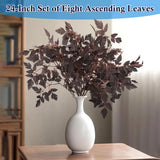Faux Fall Stems For Vases, 8-Pack Artificial Purple Fall Leaf Stems, Cimicifuga Inspired Autumn Decor For Thanksgiving Centerpiece