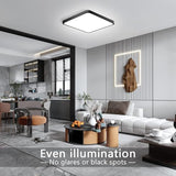 12 Inch Square LED Ceiling Light 24W Black Slim Flush Mount Fixture
