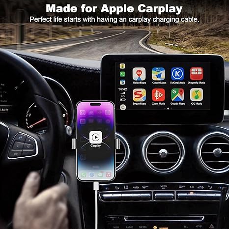 Apple CarPlay USB A to Lightning Cable 3FT Fast Charging Cord for iPhone 14 13 12 11 iPad Car Charger