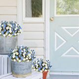 4 Pcs Fake Roses Artificial Flowers Bouquet Blue And White Mini Rose Heads Silk Flowers For Vase Centerpiece Table Wedding Party Bridal Shower Diy Home Indoor Outdoor Valentines Day Decor