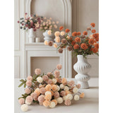 6Pcs Warm Beige Faux Silk Mums Artificial Flowers, Bulk Fake Mini Chrysanthemums With Stems For Diy Bouquet Centerpieces Wedding Decor, Beige Neutral Floral Arrangements, Pom Pom Kiku Flower