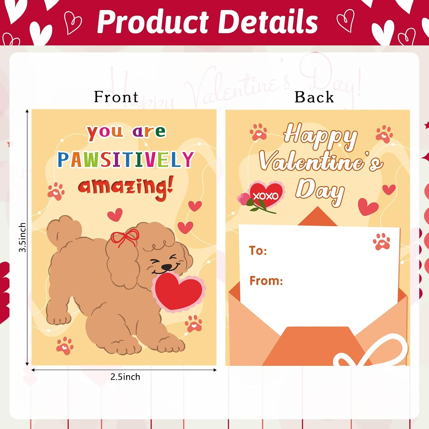 48 Pcs Mini Valentines Cards For Kids Valentine'S Day Classroom Exchange Kids Greeting Cards Children'S Valentine'S Day Dog Greeting Card Assortment Bulk Valentines Cards For Kid Party Favor