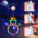 Christmas Window Lights, 3 Pack Multicolor Stocking, Snowman, Santa Hat With Suction Cup, Timer Function And Slow Fade M