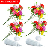 Cemetery Flowers, Set Of 2 Artificial Carnation Bouquet Grave Memorial Flowers With Vase For Cemetery Headstones Decoration (Carnation)