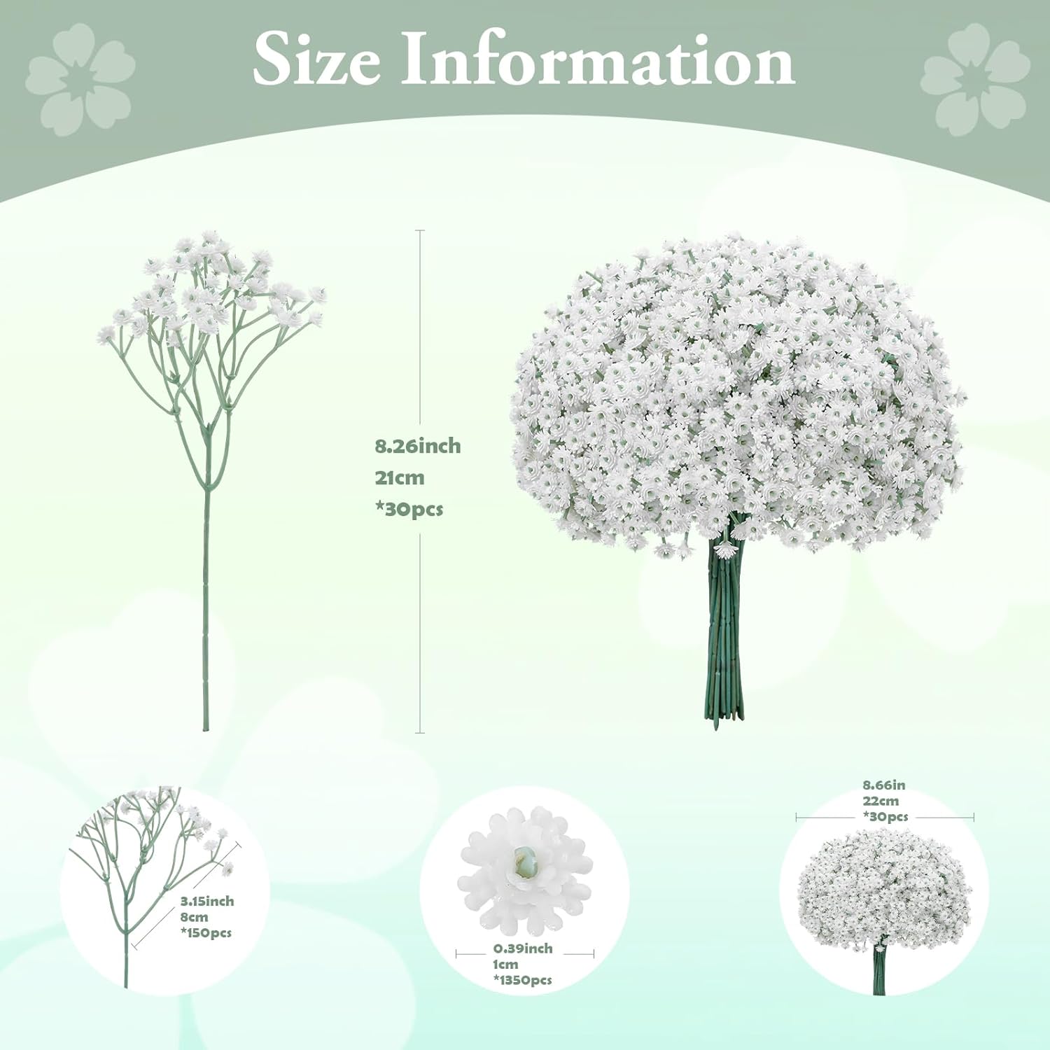 30 Pcs 5 Bundles Small White Flowers Artificial Flowers Babys Breath Real Touch Flowers For Wedding Party Home Garden Decoration