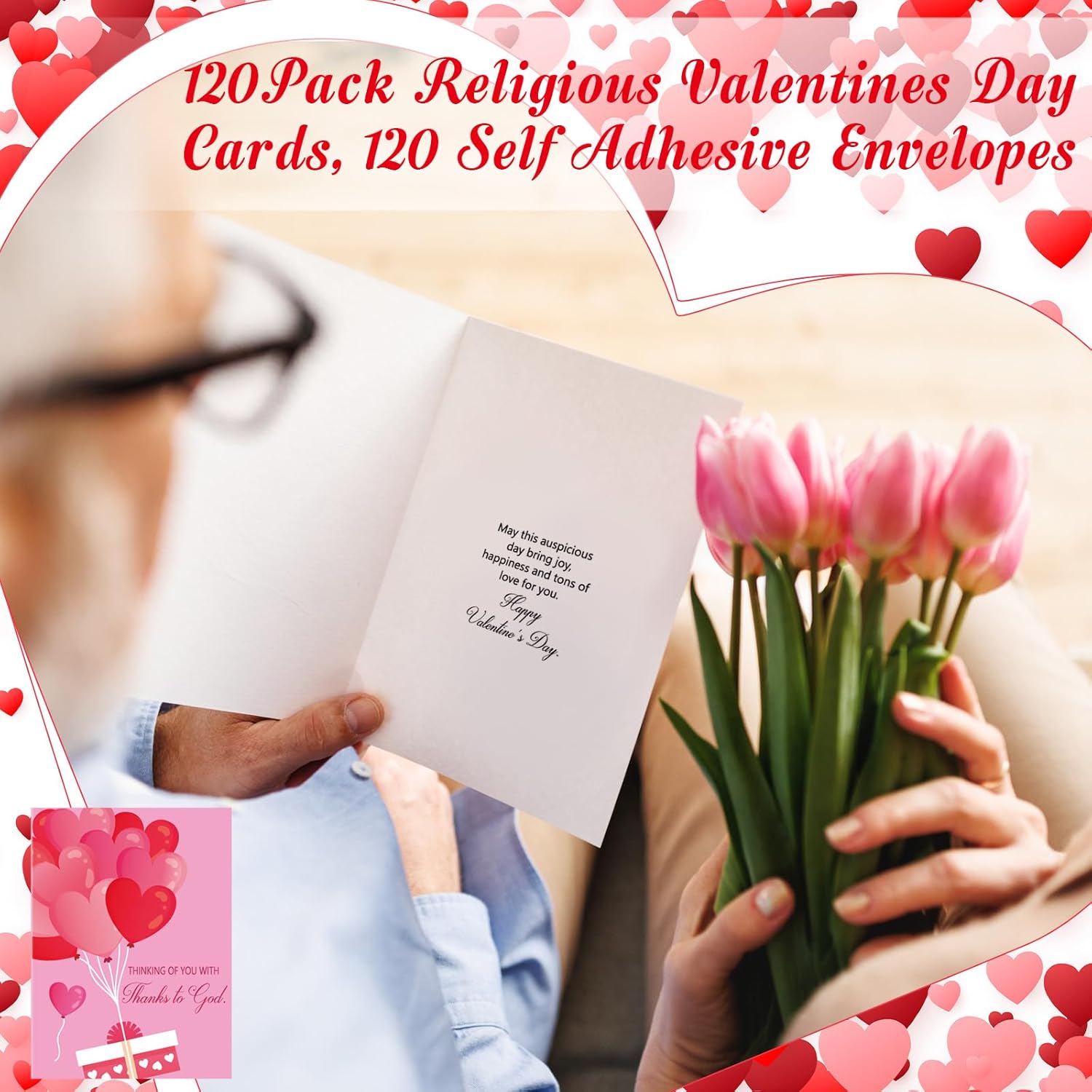 120 Pack Religious Valentines Day Cards With Envelopes And Stickers Christian Cards With Blessing Heart Greeting For Valentine‘S Day Party Favors Supplies 4.5 X 6.2 Inch