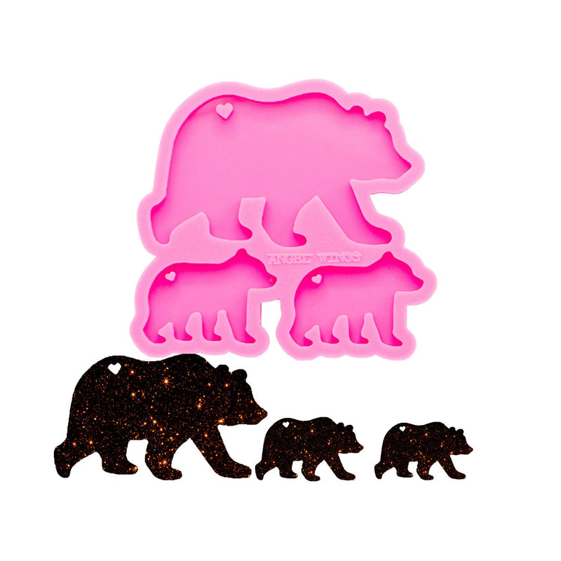 Super Glossy Bear Family Mold Mother And Baby Silicone Molds Diy Epoxy Resin K