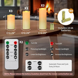 Flickering Flameless Candles, Realistic Battery Operated Candle With Timer, 18 Aa Batteries Included, Set Of 9 Outdoor Indoor Decor With 10-Key Remote Led Flameless Candle, Birthday Gifts For Him, Her