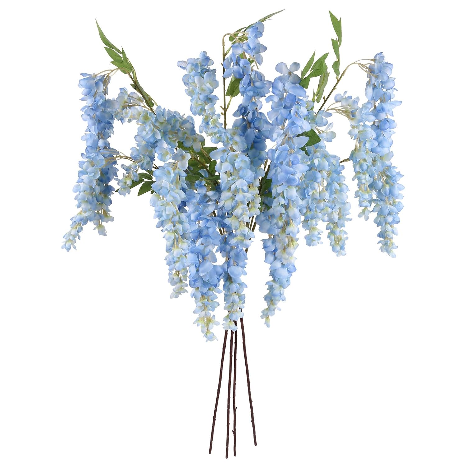3.9Ft Wisteria Artificial Flowers, 4Pcs Wisteria Hanging Flowers, Silk Blue Flower With Long Stem For Tall Vase Filling Wedding Wall Backdrop Centerpieces Home Decoration (Blue)