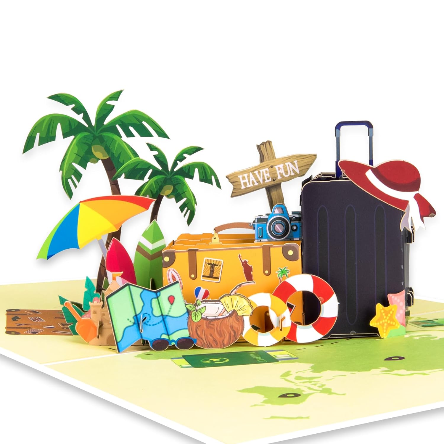 Travel Pop Up Card, Beach Birthday Card, Happy Retirement Card, Travel Themed Greeting Cards For Anniversary, Thank You, Thinking Of You, Graduation, Valentine'S Day