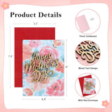 Happy Mothers Day Card - Flower Card With Envelope Wooden Text Design Thoughtful Mother'S Day Gifts For Mom Mamma Mom To Be Grandma Wife Sister