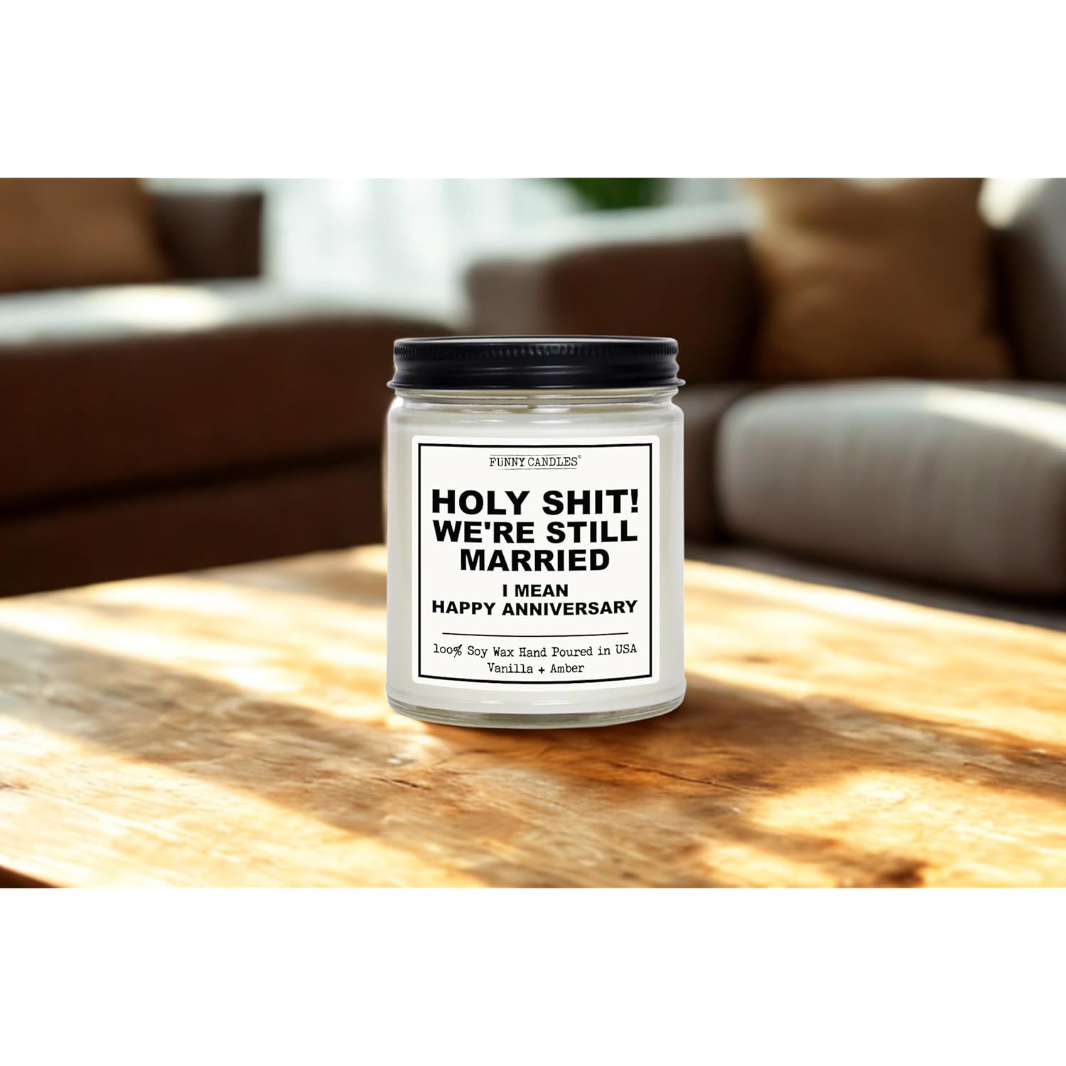Holy **! We'Re Still Married Anniversary Candle Gift | Vanilla, Amber, Sandalwood Scented Candle For Home, Anniversary Idea For Wife, Husband | 9Oz Jar, Made In The Usa