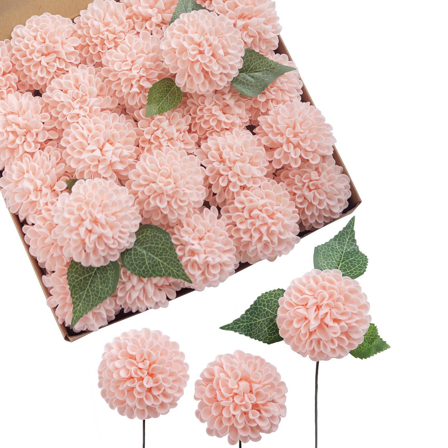 Blush Dahlia Foam Artificial Flowers Real Touch Faux Fake Flower For Home Decor Graduation Baby Shower Decorations Outdoors Party Favors Wedding Gifts Centerpieces Arrangements 25Pcs