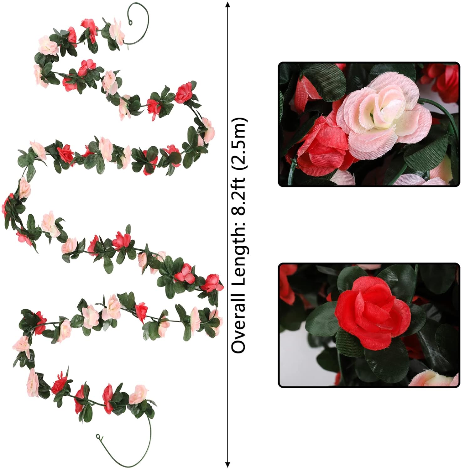 10 Pack 82 Feet Artificial Rose Vine Hanging Flower Garland Fake Roses Flowers Plants Ivy String Home Hotel Office Wedding Party Garden Décor