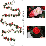 10 Pack 82 Feet Artificial Rose Vine Hanging Flower Garland Fake Roses Flowers Plants Ivy String Home Hotel Office Wedding Party Garden Décor