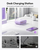 Flat Plug Power Strip 4 AC Outlets 25W USB C 5 Ft Extension Cord Desktop