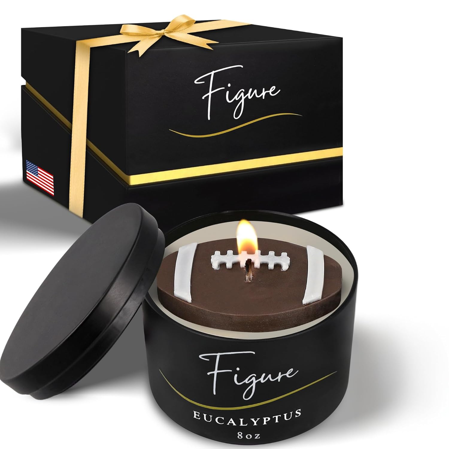 All-Natural Football Candle – Eucalyptus Scent | Hand-Poured In The Usa | Beeswax & Soy Wax | Essential Oils | 100% Beeswax Wick | Premium Gift Box | Candle Gifts For Men & Women