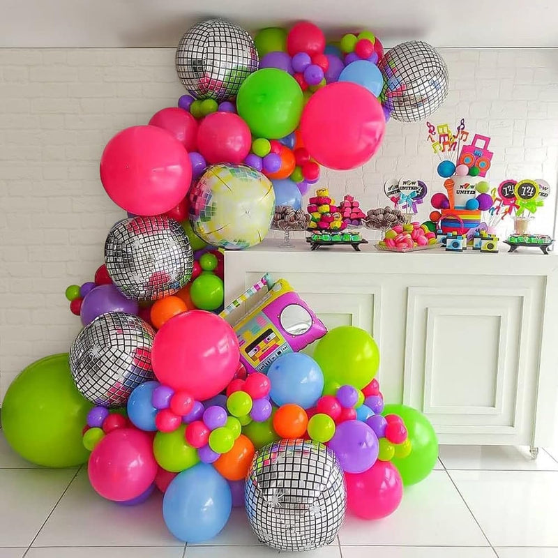 Back To 80S 90S Party Decorations, 124Pcs Disco Balloon Garland Arch K