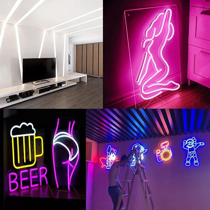 Blue LED Strip Lights 16.4FT Waterproof Flexible Neon Rope Light 12V DC 600 SMD2835 LEDs for Indoor Outdoor Decor
