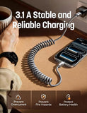 2 Pack 4FT Coiled USB A to USB C Fast Charging Cable for CarPlay Android Auto iPhone Samsung