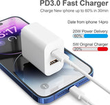 2 Pack 20W Dual Port USB C Fast Charger with 6FT and 10FT Lightning Charging Cables for iPhone 14 13 12