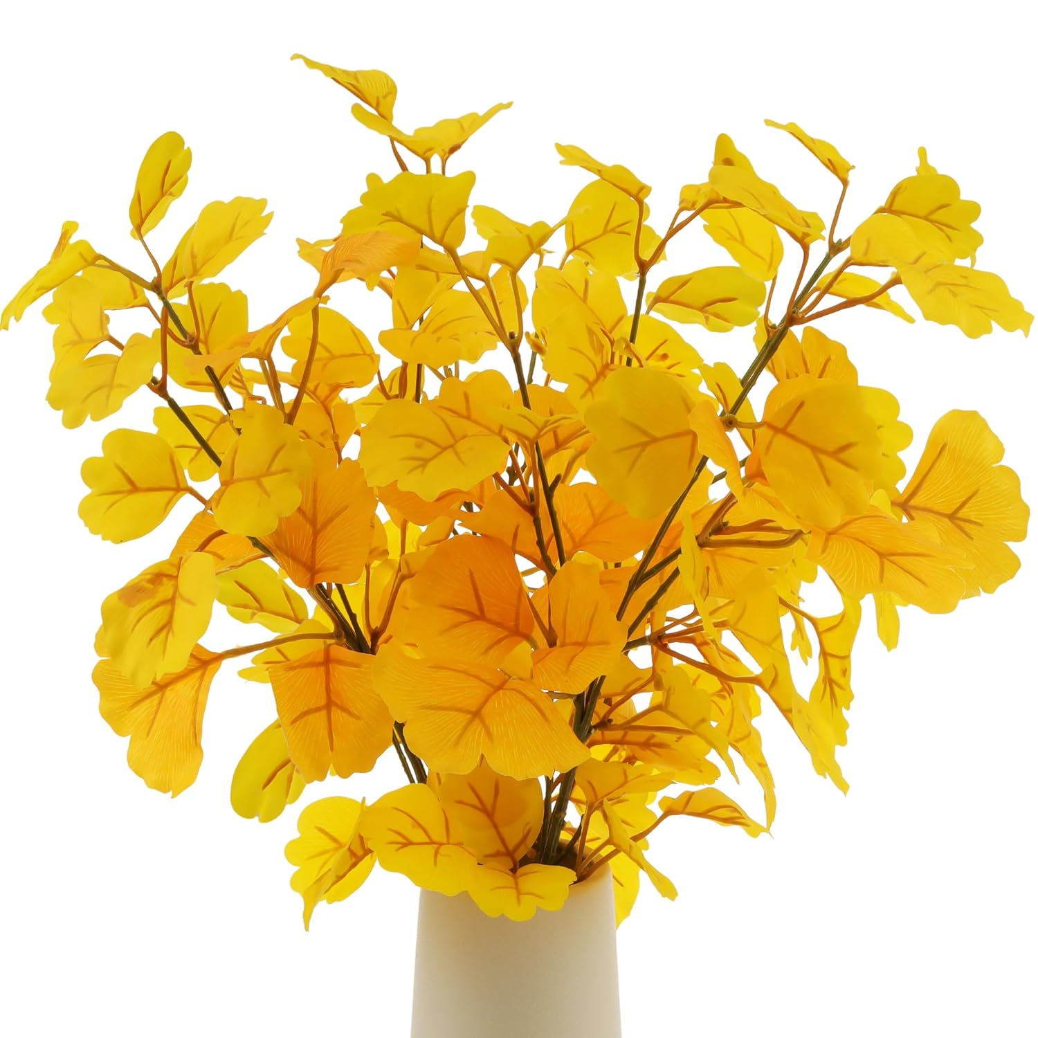4 Pack Artificial Ginkgo Biloba Stem 29 Inch Long Yellow Leaves Branch Autumn Plant Decor Realistic For Home Vase Filler Wedding Centerpieces Decoration Diy Floral Arrangement