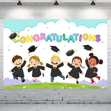 6x4 Ft "Congratulations" Backdrop Banner White Kindergarten/Grade Grad Decor