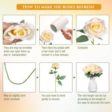 100 Pieces Artificial Roses Flowers Bulk, Long Stem Realistic Fake Silk Roses Bouquet For Table Centerpiece Vases Wedding Party Kitchen Decor (Champagne)