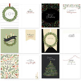 Farmhouse Style Holiday Card Pack / 24 Modern Magnolia Wreath Christmas Note Cards With White Envelopes / 6 Illustrated Holiday Designs / 4 5/8" X 6 1/4" Seasonal Greeting Cards