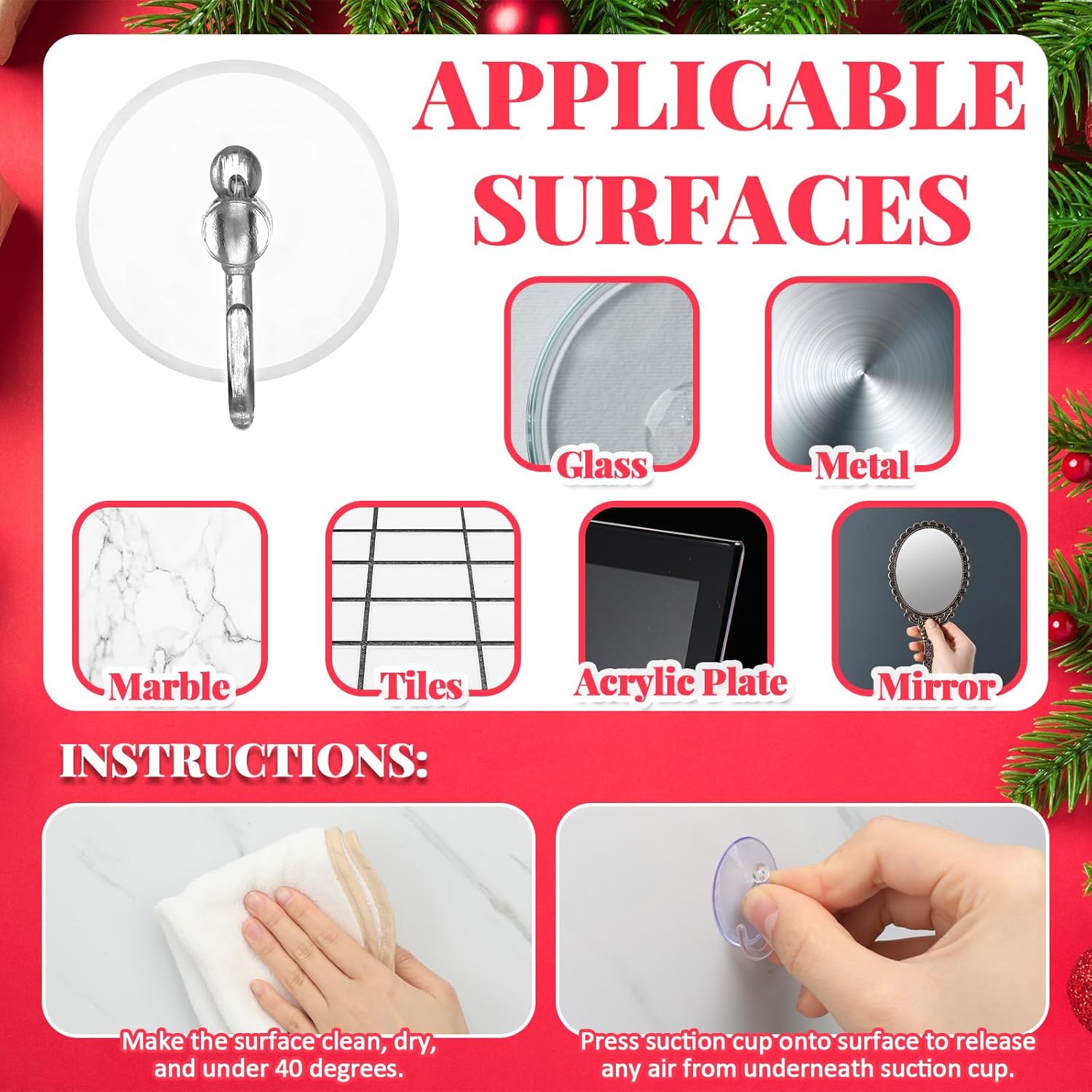 200 Pcs Suction Cup Hooks 1.18 Inch Window Small Suction Cups With Hooks Waterproof Removable Clear Mini Suckers Hanger For Glass Bathroom Wall Door Christmas Wreath Lights Stockings