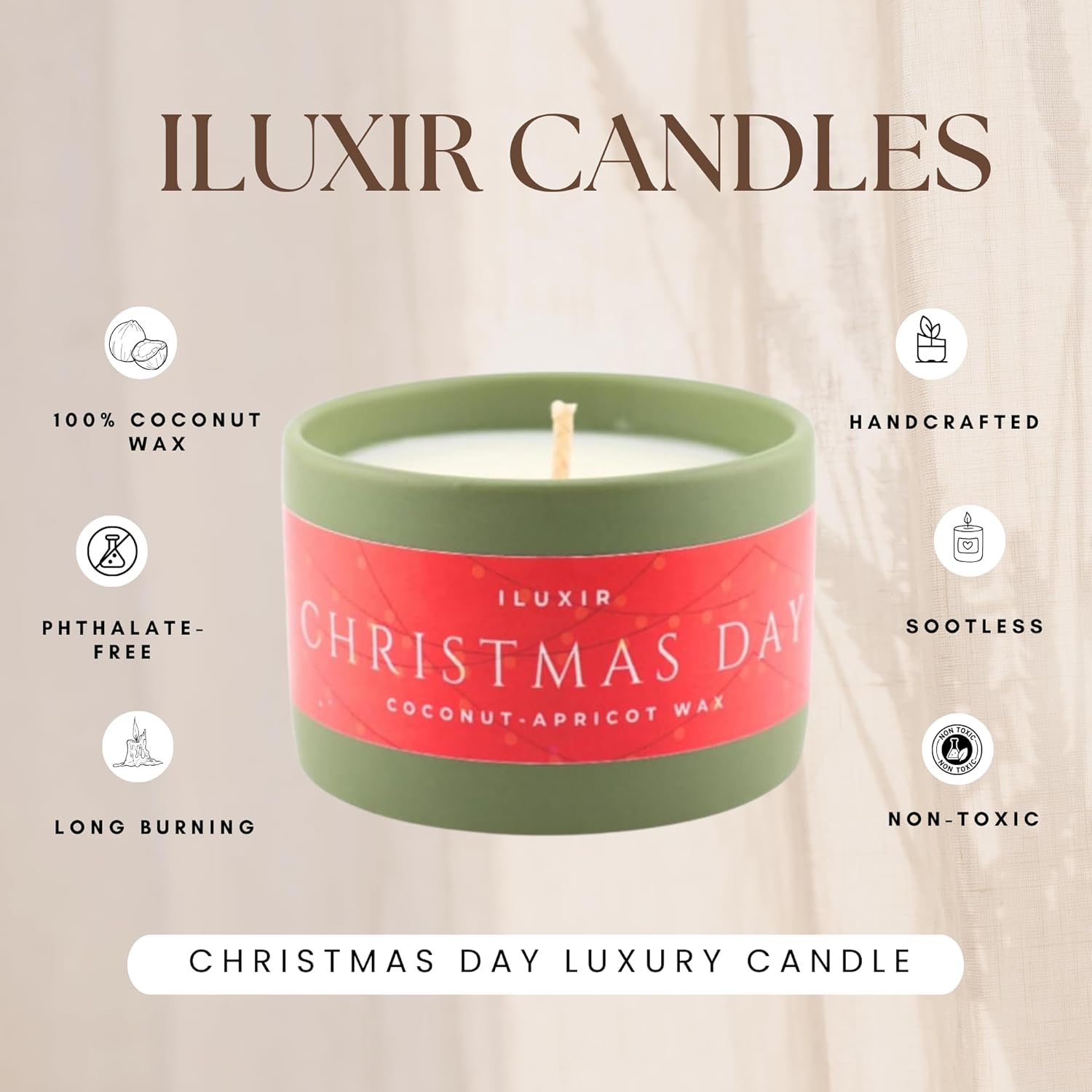 Christmas Day Luxury Candle - Christmas Festive Decor | Pine, Cranberry, Eucalyptus & Tonka | Handcrafted Non-Toxic Phthalate-Free Cruelty-Free Coconut Wax Holiday Candle 5 Oz
