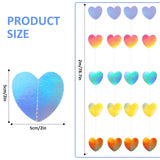 6.5Ft Heart Garland, Holographic Heart Streamers Christmas Paper Garland For Valentines Day Birthday Wedding Engagement Bridal Shower Bachelorette Winter Iridescent Party Decorations