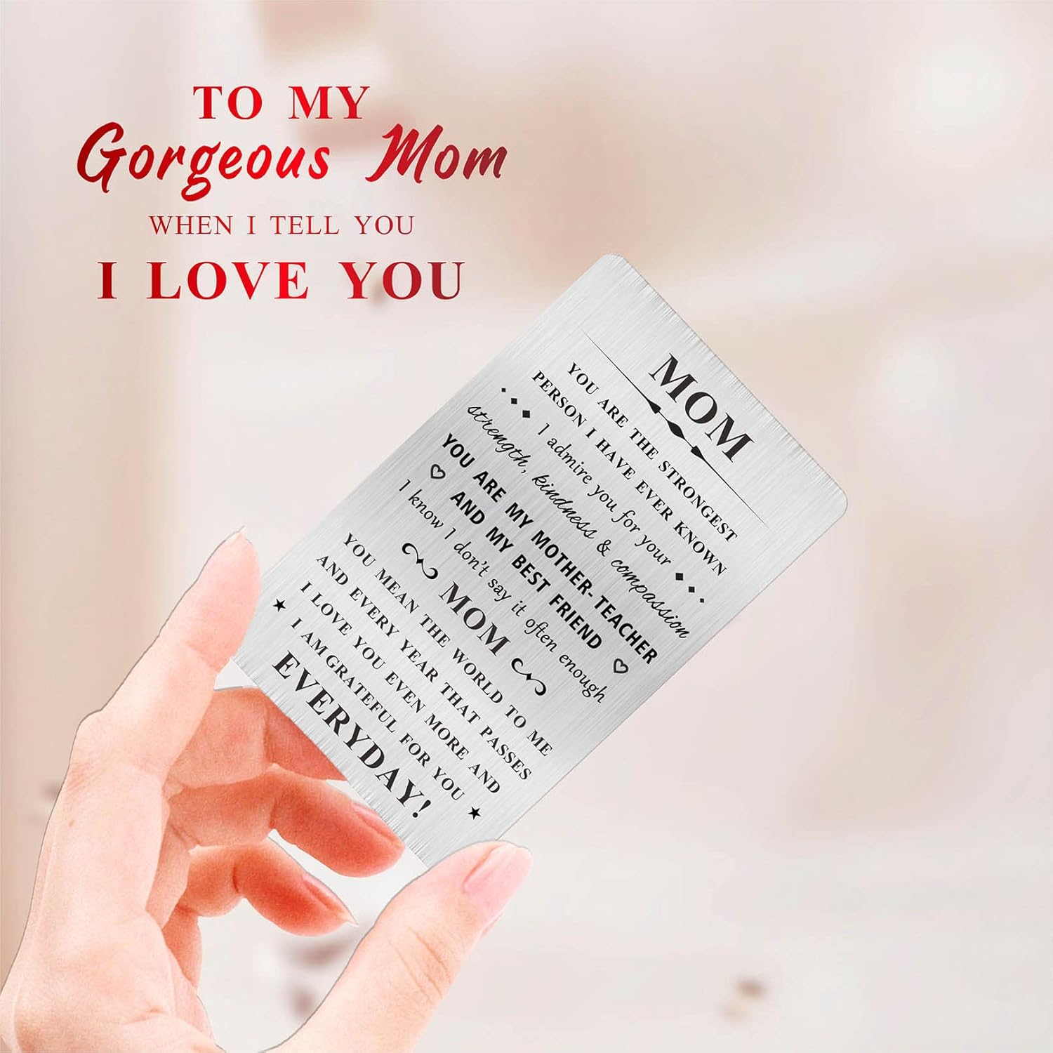 Mom Valentines Card Gifts - You Mean The World To Me - Sentimental Gifts For Mom, Birthday,Christmas,Mother'S Day