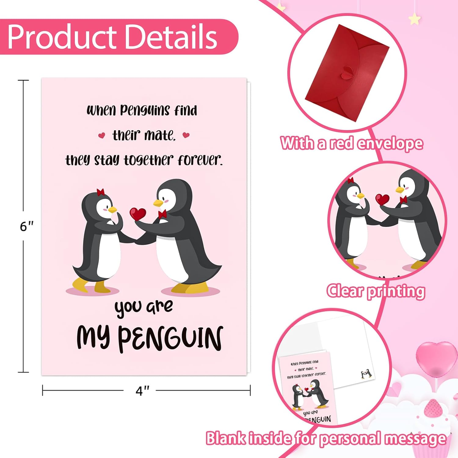 Romantic Valentine'S Day Cards Valentine'S Day Greeting Cards With Envelope Valentines Card For Wife Husband You Are My Penguin Anniversary Card For Woman Man Valentine'S Gifts