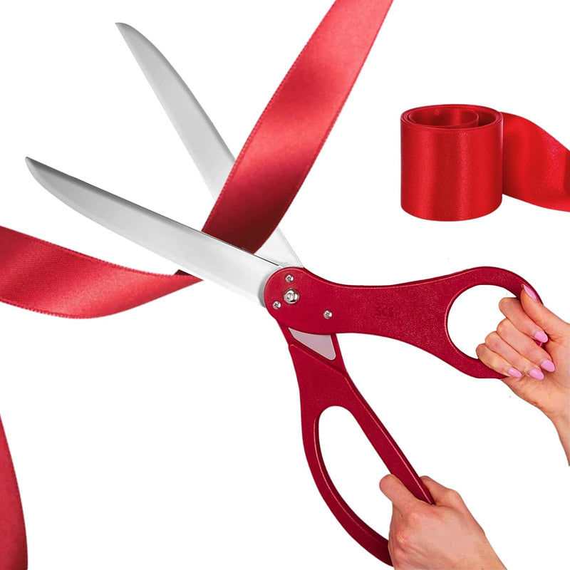 Red Ribbon Cutting Ceremony Kit – 25" Giant Scissors For Ribbon Cuttin