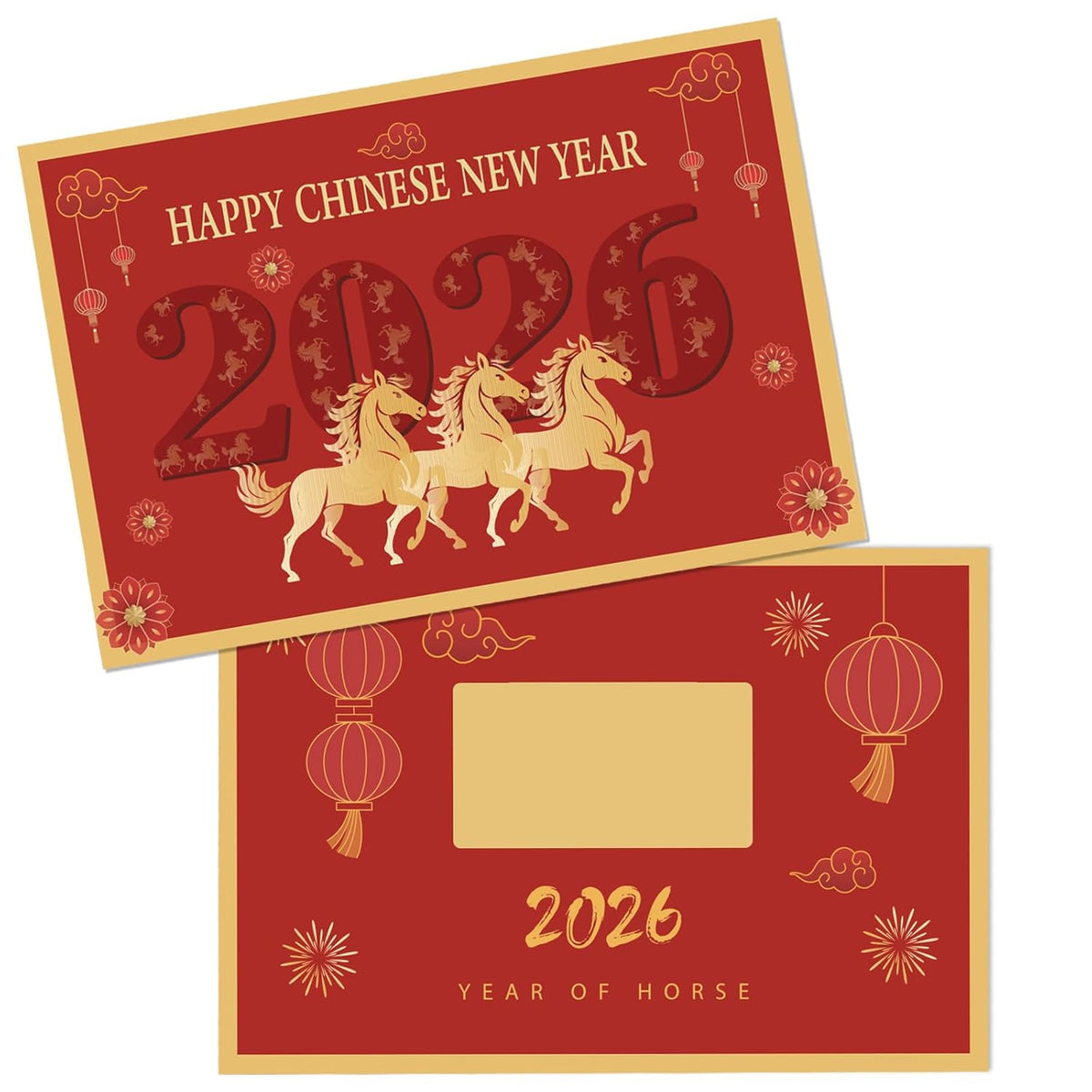 30 Counts Chinese New Year 2026 Scratch Off Fortune Cards 2026 Year Of The Horse Party Favors Supplies Chinese Spring Festival Lunar New Year Gifts Party Decorations(3 Horses)